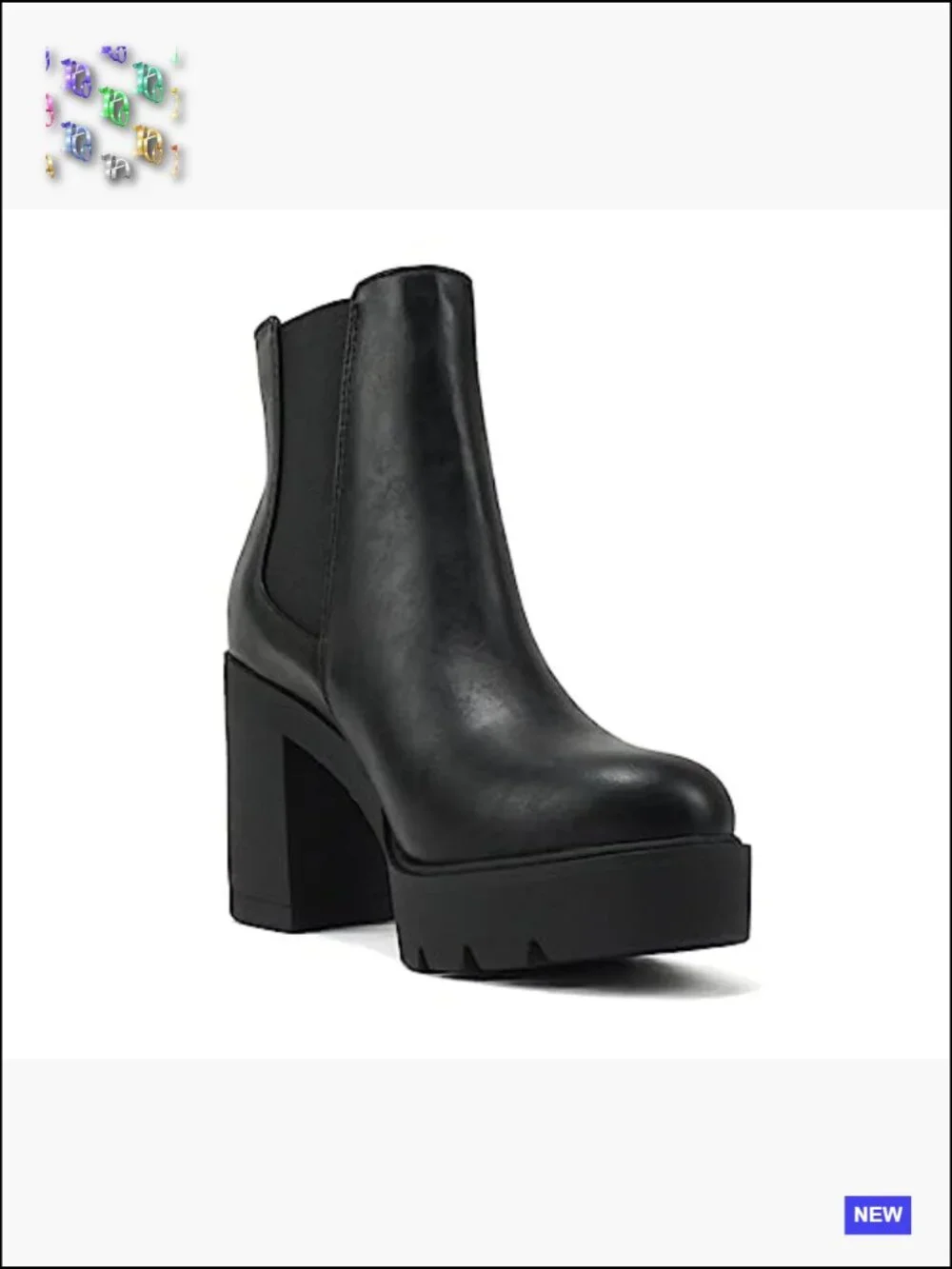 Lug Sole High Heel Chelsea Ankle Bootie Stack Block Heel Stretchy Side Elastic